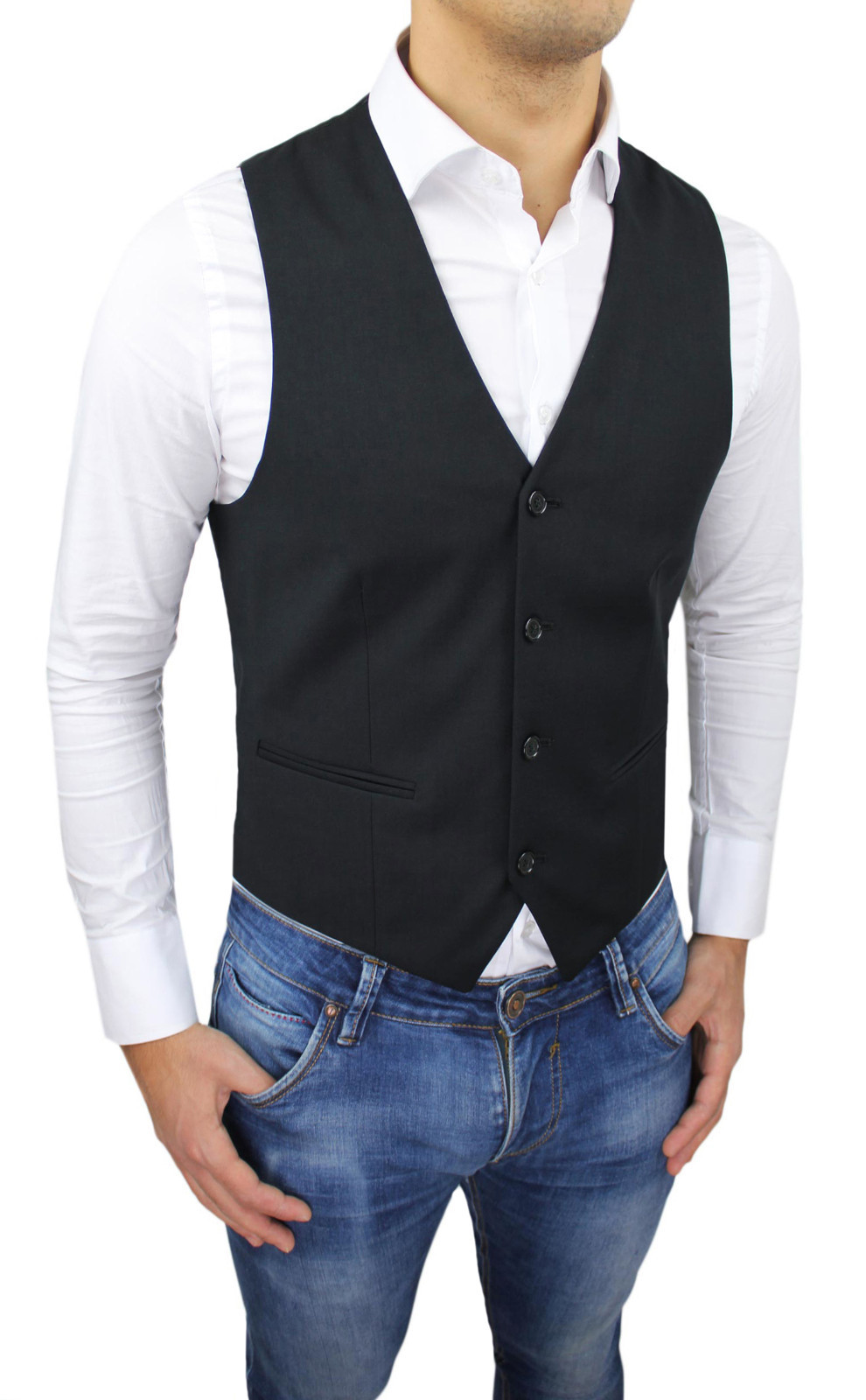 PANCIOTTO GILET UOMO DIAMOND NERO CORPETTO SMANICATO ELEGANTE CERIMONIA